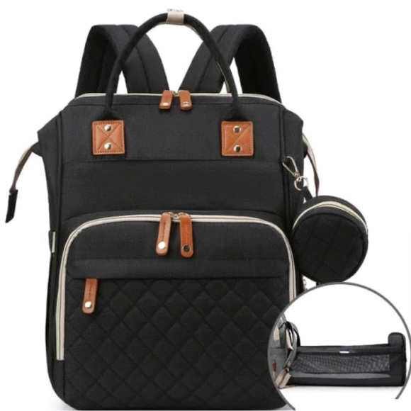 Bags Black Baby Backpack With Foldout Change Mat And Pram Hooks Poshmark